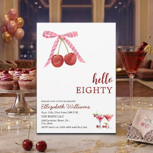 Invitación Hola Ochenta Cumpleaños Fiesta Martini de Cereza