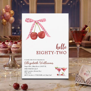 Invitación Hola Ochenta y Dos Cumpleaños Martini de Cereza Fi