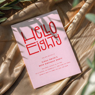 Invitación HOLA OCHENTA Y Moderno cumpleaños 80