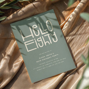 Invitación HOLA OCHENTA Y Moderno cumpleaños 80