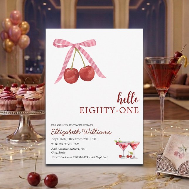 Invitación Hola Ochenta y Uno Cumpleaños Fiesta Martini de Ce (Subido por el creador)