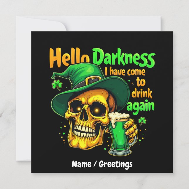 Invitación Hola Oscuridad, he venido a beber contigo otra vez (Anverso)