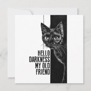 Invitación Hola oscuridad mi viejo amigo Bosquejo de gato neg