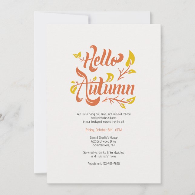 Invitación Hola otoño (Anverso)