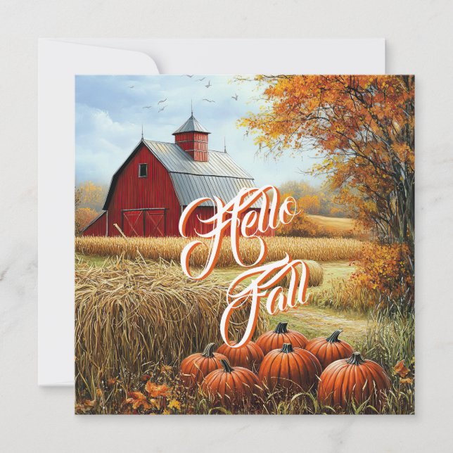 Invitación Hola otoño Día de Acción de Gracias Calabazas de g (Anverso)