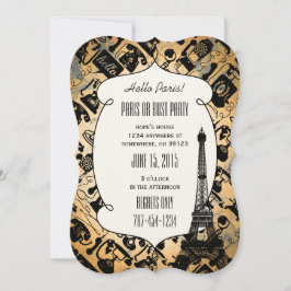 Invitación ¡Hola París! Patrón de teléfono de tonos de tierra