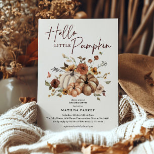 Invitación Hola Pequeña Calabaza Baby Shower de Otoño