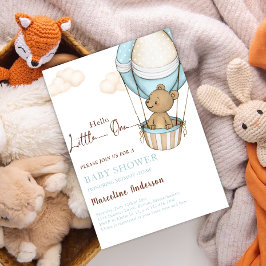 Invitación Hola Pequeña, Teddy Bear Balloon Baby Shower