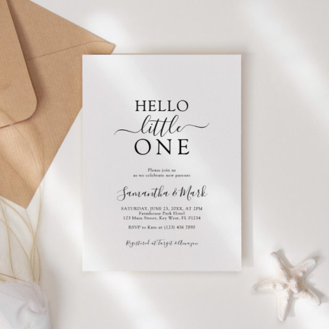 Invitación Hola Pequeña Una Minimalista Baby Shower moderna (Subido por el creador)