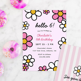 Invitación Hola Personalizado Cutie Daisies Fiesta de cumplea