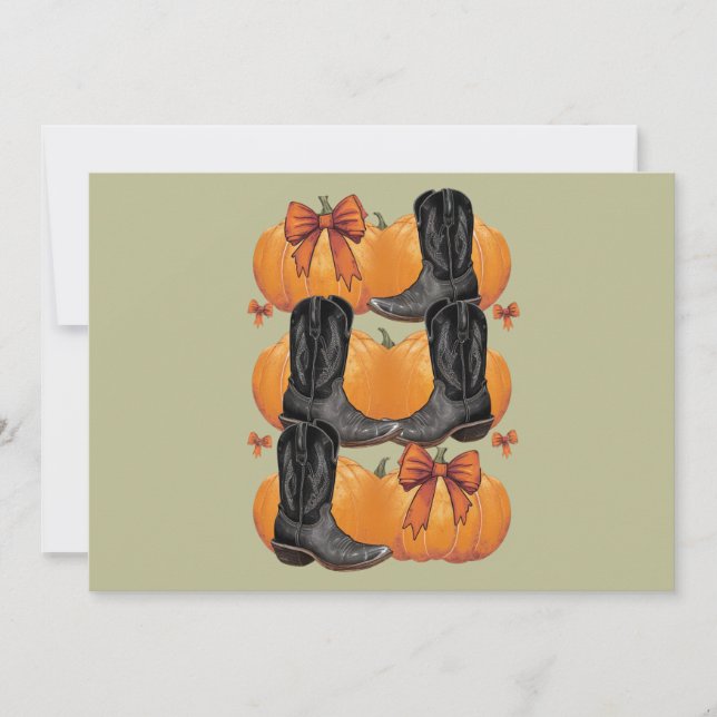 Invitación Hola Pumpkin Western Fall Coquette Lazo Vaquera (Anverso)