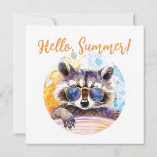 Invitación Hola Raccoon de verano en gafas de sol Color de ag