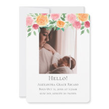 Hola Recién nacido Foto Flores rosa personalizadas
