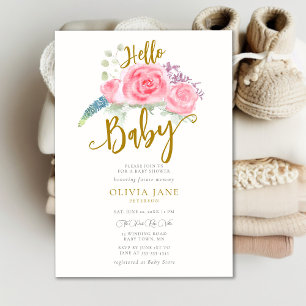 Invitación Hola Rosas de Baby Boho Wreath Neutral Baby Shower