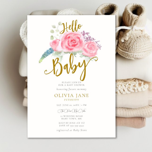 Invitación Hola Rosas de Baby Boho Wreath Neutral Baby Shower (Subido por el creador)