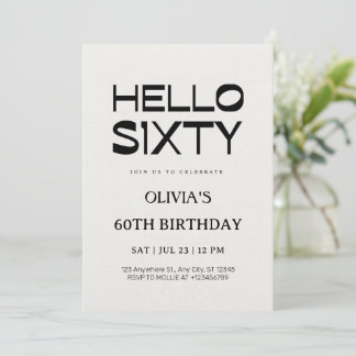 Invitación Hola Sesenta Cumpleaños 60 Chic