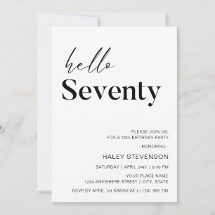 Invitación Hola Setenta Cumpleaños 70 Moderno Chic Minimalist