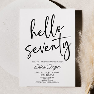 Invitación Hola Setenta Elegantes Minimales Fiesta de Cumplea
