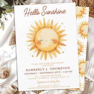 Invitación Hola Sunshine Boho Género Neutral Baby Shower