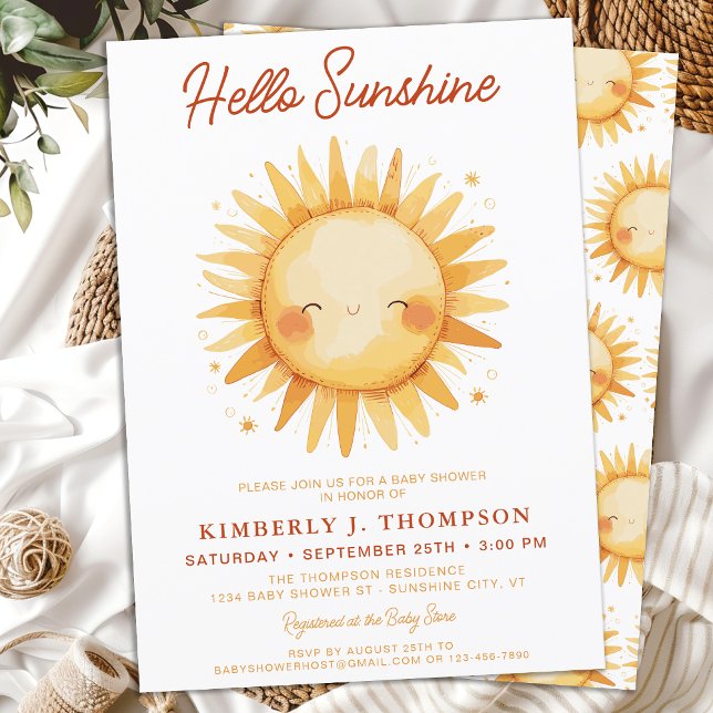 Invitación Hola Sunshine Boho Género Neutral Baby Shower (Subido por el creador)