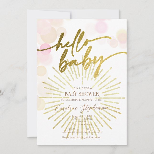 Invitación Hola Sunshine Boho moderno Happy Baby Shower (Anverso)