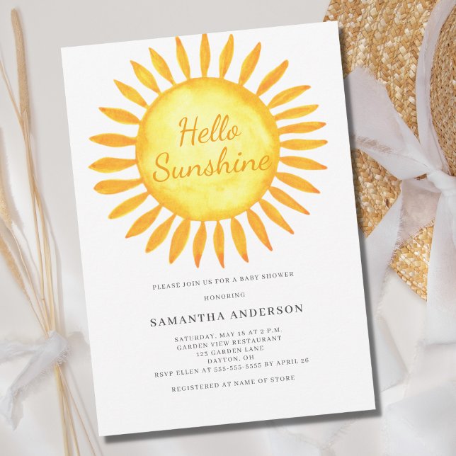 Invitación Hola Sunshine Gender Neutral Baby Shower (Subido por el creador)