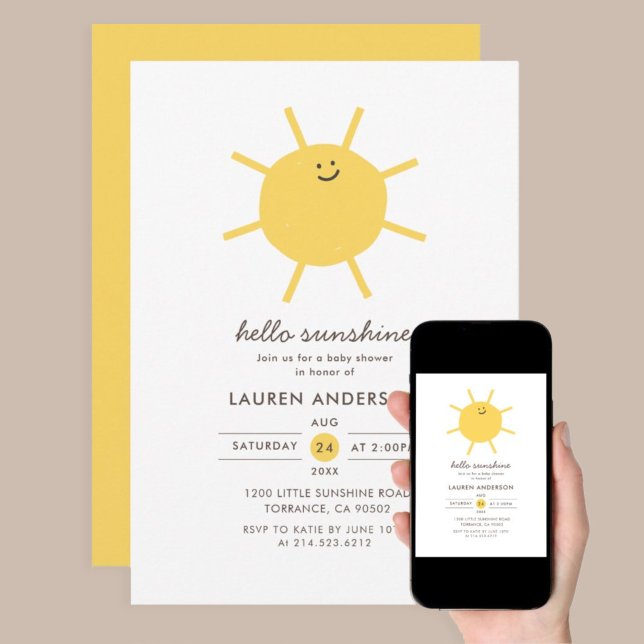 Invitación Hola Sunshine Gender Neutral Baby Shower (Subido por el creador)