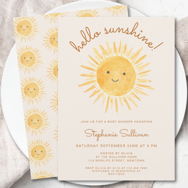 Invitación Hola Sunshine Gender-Neutral Boho Baby Shower (Subido por el creador)
