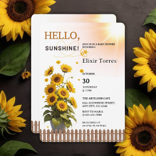 Invitación Hola Sunshine Sunflower Garden Baby Shower