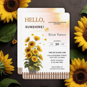 Invitación Hola Sunshine Sunflower Garden Baby Shower