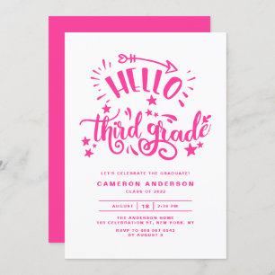 Invitación Hola tercer grado   Graduación rosa de segundo gra