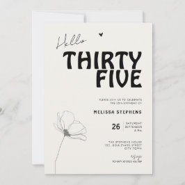 Invitación Hola Tipografía Negrita Treinta y Cinco Cumpleaños