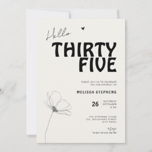 Invitación Hola Tipografía Negrita Treinta y Cinco Cumpleaños