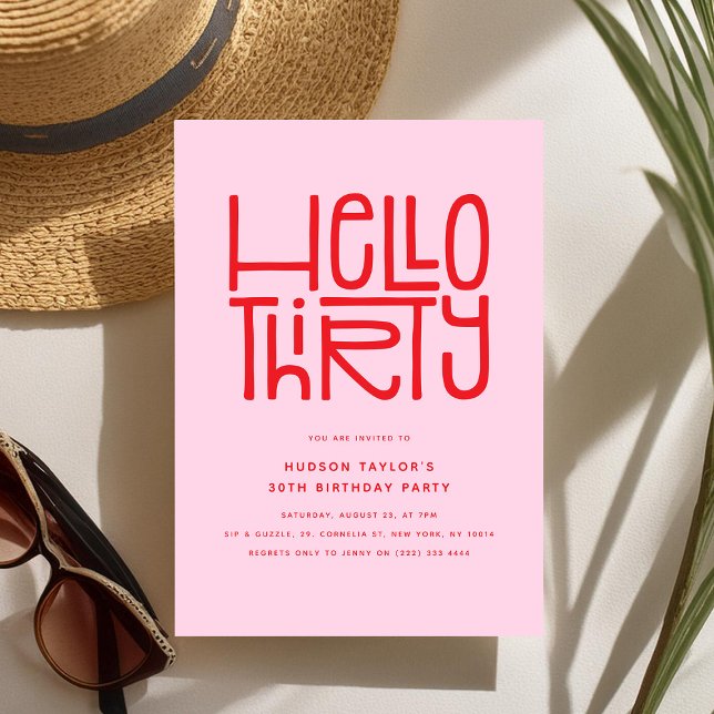 Invitación HOLA TREINTA Cumpleaños moderno de 30 años (Subido por el creador)