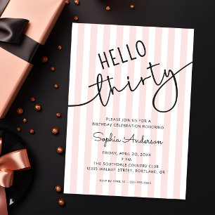 Invitación Hola Treinta Cumpleaños Moderno Simple 30