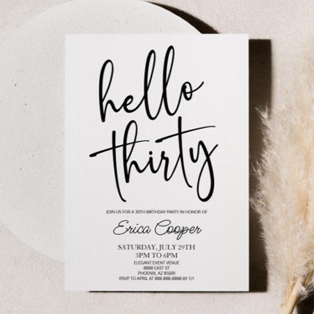 Invitación Hola Treinta Elegante Minimal Fiesta 30 de Cumplea (Subido por el creador)