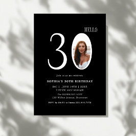 Invitación Hola Treinta foto en blanco y negro 30 cumpleaños