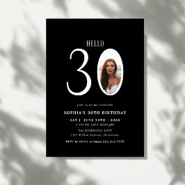 Invitación Hola Treinta foto en blanco y negro 30 cumpleaños