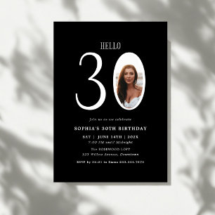 Invitación Hola Treinta foto en blanco y negro 30 cumpleaños