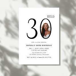Invitación Hola Treinta foto en blanco y negro 30 cumpleaños