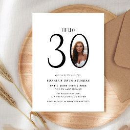 Invitación Hola Treinta foto en blanco y negro 30 cumpleaños