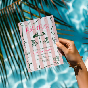 Invitación Hola Treinta   Guión rosa moderno 30
