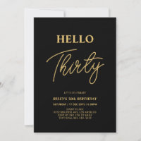 Hola Treinta | Oro y negro 30 Fiesta de cumpleaños