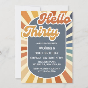 Invitación Hola Treinta Retro Sun Groovy Wave Cumpleaños