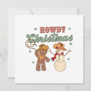 Invitación Hola Vaquero De Navidad Muñeco De Nieve Occidental
