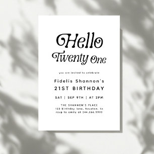 Invitación Hola Veinte modernos retro 21 cumpleaños