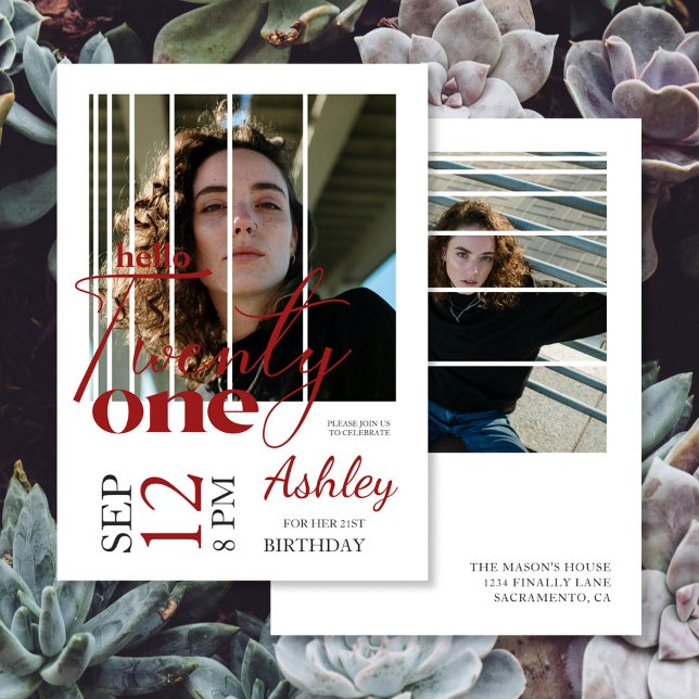 Invitación Hola Veintiuna imagen moderna 21º cumpleaños (Subido por el creador)