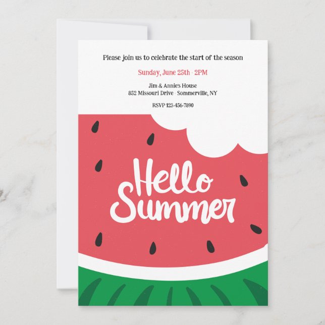 Invitación Hola Verano (Anverso)