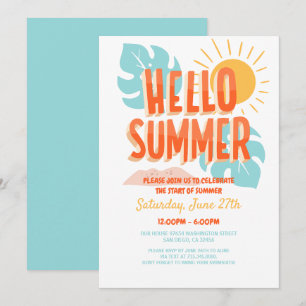 Invitación Hola verano, fiesta de fin de curso, Fiesta en la 