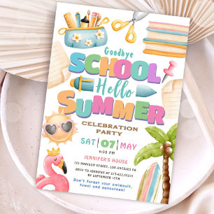 Invitación ¡Hola, verano! Fiesta de verano de la escuela fuer